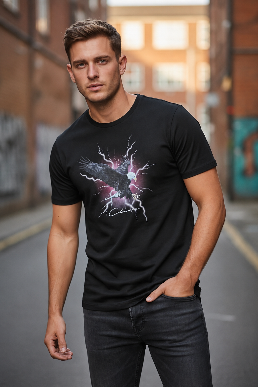 Thunder Eagle Lightning Graphic Tee