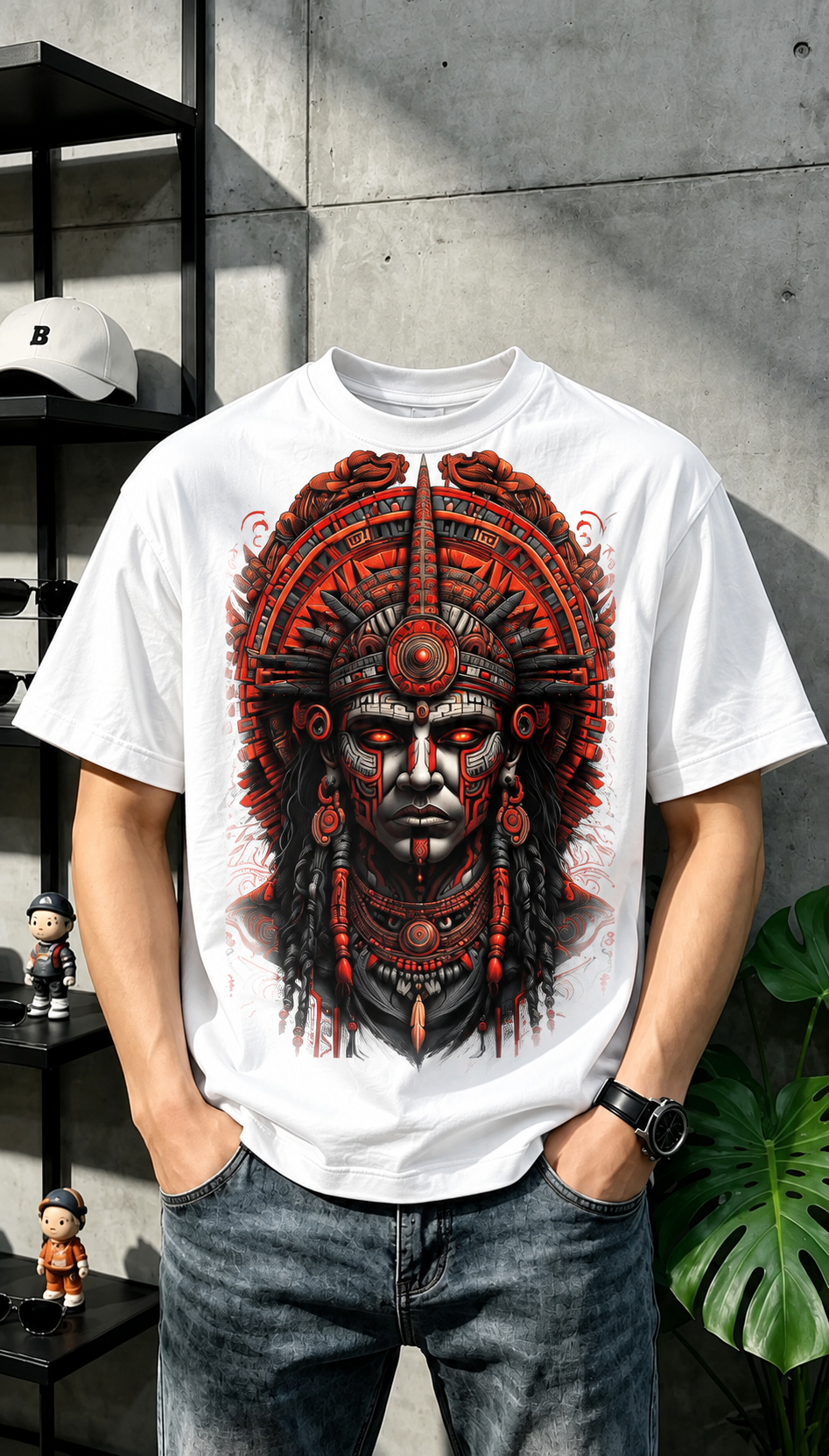 Aztec Warrior Graphic T-Shirt