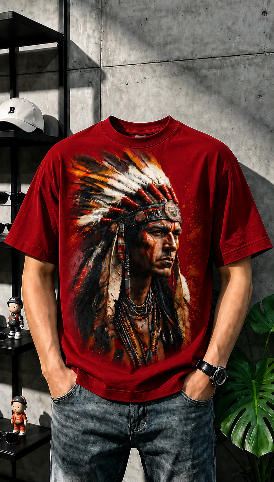 Native Warrior Graphic T-Shirt