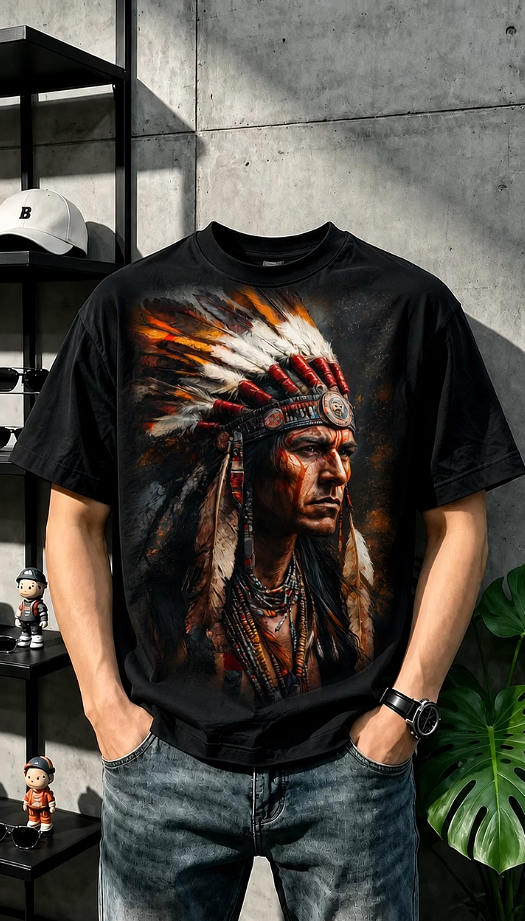 Native Warrior Graphic T-Shirt