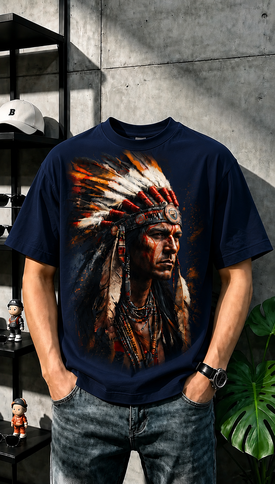 Native Warrior Graphic T-Shirt