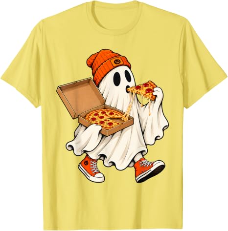 Funny Halloween Ghost Pizza T-Shirt