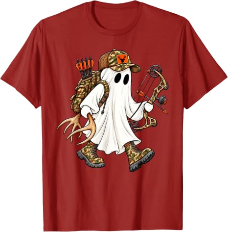 Halloween Ghost Bow Hunter Camo Deer Hunting T-Shirt