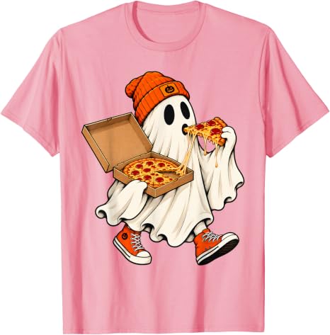 Funny Halloween Ghost Pizza T-Shirt