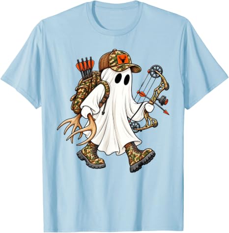Halloween Ghost Bow Hunter Camo Deer Hunting T-Shirt