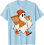 Funny Halloween Ghost Pizza T-Shirt
