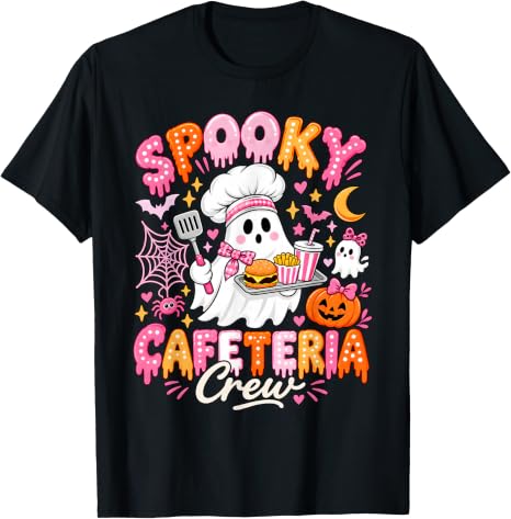 Spooky Cafeteria Crew Halloween Ghost Lunch Lady School Fall T-Shirt