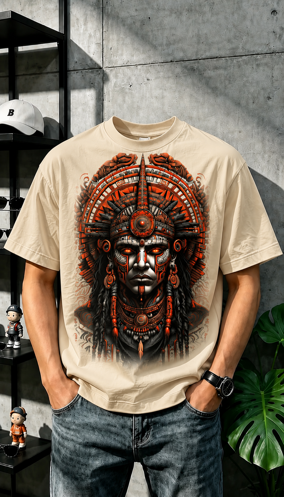 Aztec Warrior Graphic T-Shirt