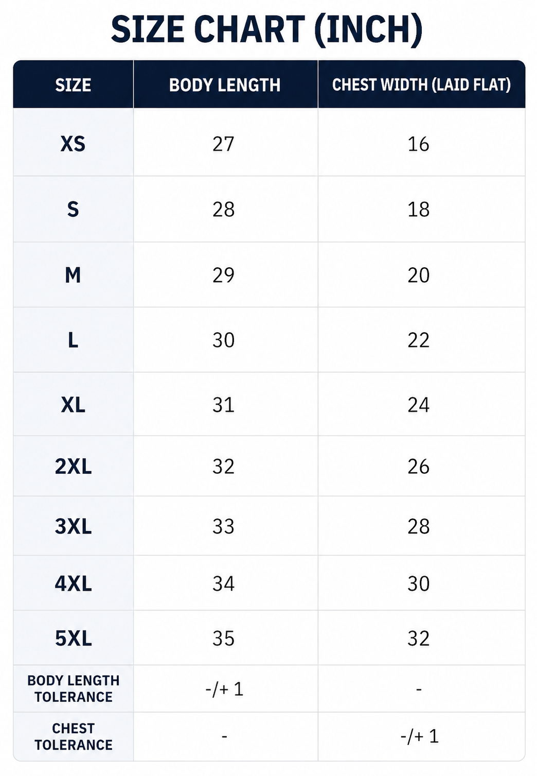 SIZE CHART