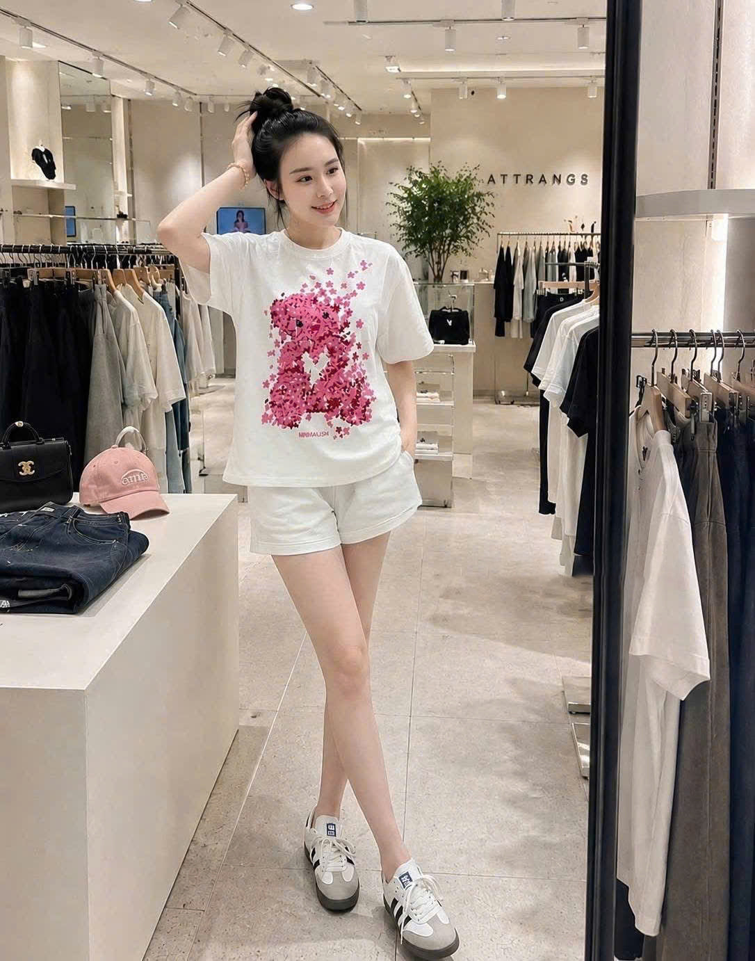 Bộ thun gấu hồng